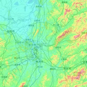 Topografische Karte 长沙市, Höhe, Relief