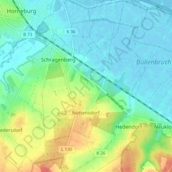 Topografische Karte Nottensdorf, Höhe, Relief