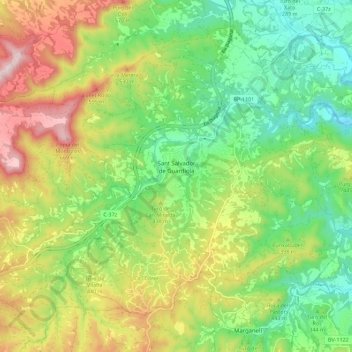 Topografische Karte Sant Salvador de Guardiola, Höhe, Relief