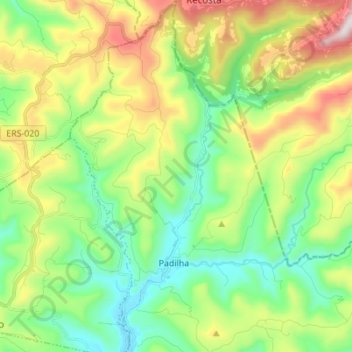 Topografische Karte Padilha, Höhe, Relief