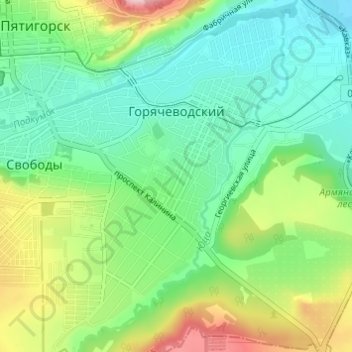 Topografische Karte Горячеводский, Höhe, Relief