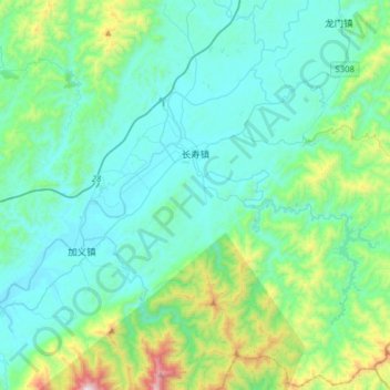 Topografische Karte 长寿镇, Höhe, Relief