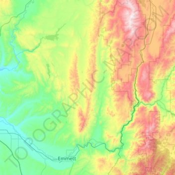 Topografische Karte Gem County, Höhe, Relief