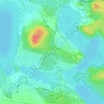 Topografische Karte Neu Fahrland, Höhe, Relief