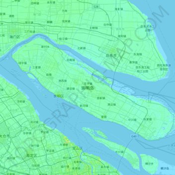 Topografische Karte 崇明岛, Höhe, Relief