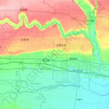Topografische Karte 杨陵区, Höhe, Relief