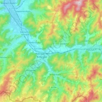 Topografische Karte 77716, Höhe, Relief