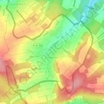 Topografische Karte Neuweiler, Höhe, Relief