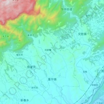 Topografische Karte 重华镇, Höhe, Relief