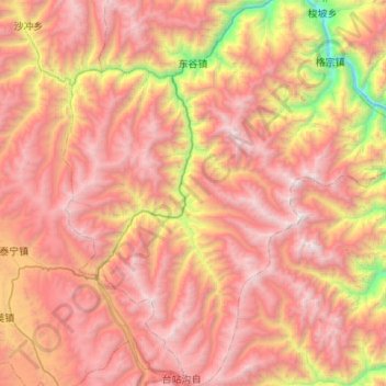 Topografische Karte 东谷镇, Höhe, Relief