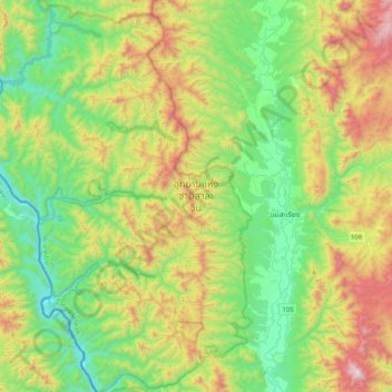 Topografische Karte Salawin National Park, Höhe, Relief
