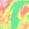 Topografische Karte Michigansee, Höhe, Relief