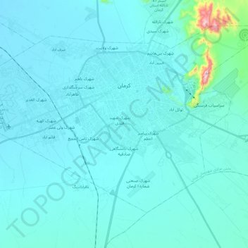 Topografische Karte کرمان, Höhe, Relief