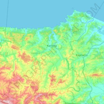 Topografische Karte Kandıra, Höhe, Relief