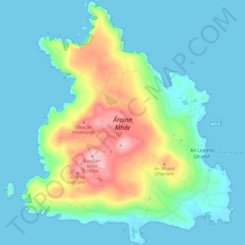 Topografische Karte Árainn Mhór, Höhe, Relief