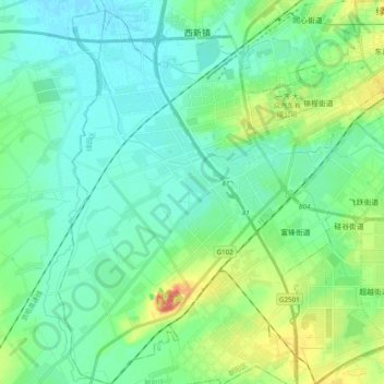 Topografische Karte 长春汽车经济技术开发区, Höhe, Relief