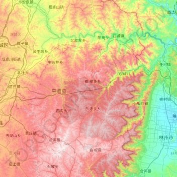 Topografische Karte 平顺县, Höhe, Relief