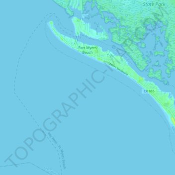 Topografische Karte Fort Myers Beach, Höhe, Relief