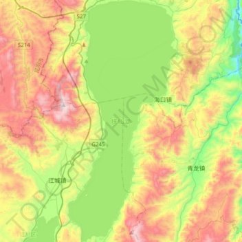Topografische Karte 抚仙湖, Höhe, Relief