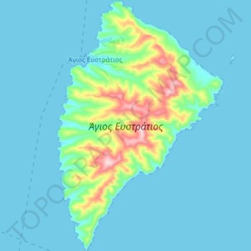 Topografische Karte Agios Efstratios, Höhe, Relief