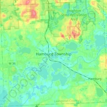 Topografische Karte Hamburg Township, Höhe, Relief