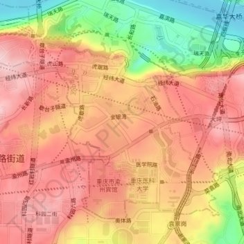 Topografische Karte 石油路街道, Höhe, Relief