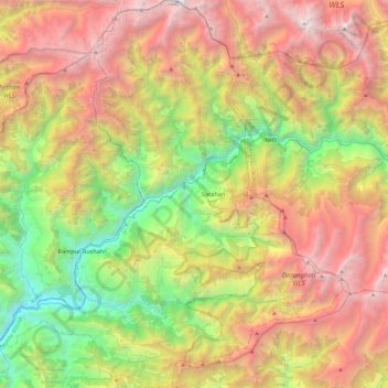 Topografische Karte Rampur, Höhe, Relief
