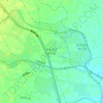 Topografische Karte 香草湖湿地公园, Höhe, Relief