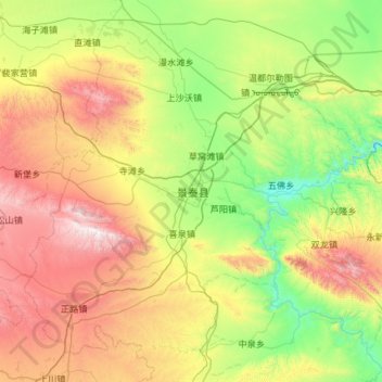 Topografische Karte 景泰县, Höhe, Relief