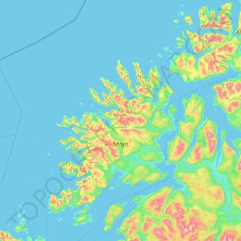 Topografische Karte Senja, Höhe, Relief