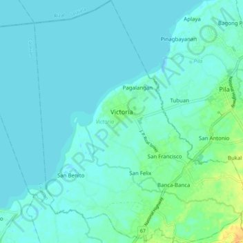 Topografische Karte Victoria, Höhe, Relief