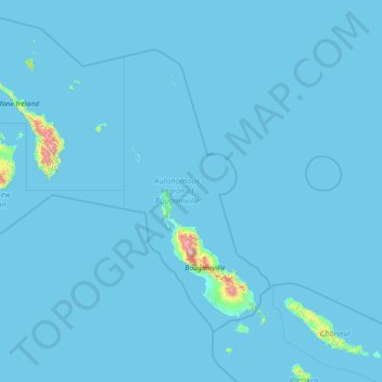 Topografische Karte Bougainville, Höhe, Relief