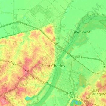 Topografische Karte Saint Charles, Höhe, Relief