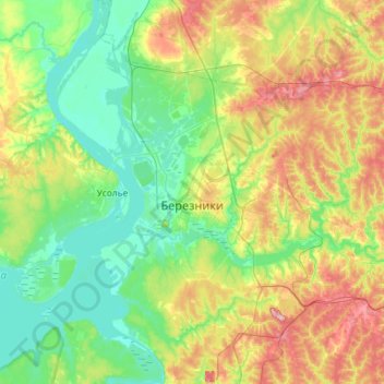 Topografische Karte Березники, Höhe, Relief