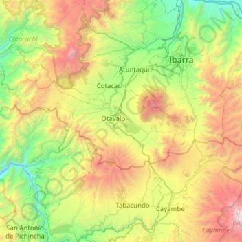 Topografische Karte Otavalo, Höhe, Relief