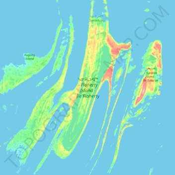 Topografische Karte Flaherty Island, Höhe, Relief