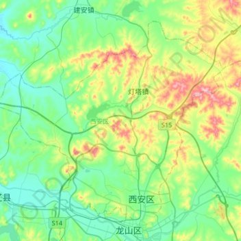 Topografische Karte 西安区, Höhe, Relief