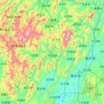 Topografische Karte 融水苗族自治县, Höhe, Relief