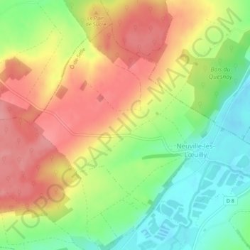 Topografische Karte Neuville-lès-Lœuilly, Höhe, Relief