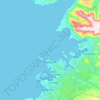 Topografische Karte Reykjavíkurborg, Höhe, Relief
