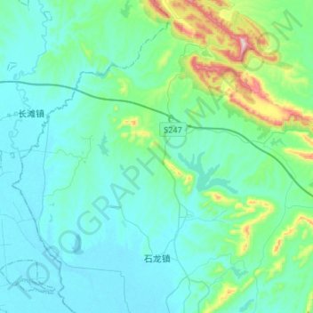 Topografische Karte 石龙, Höhe, Relief