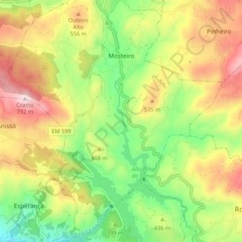 Topografische Karte Mosteiro, Höhe, Relief