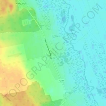 Topografische Karte Подбела, Höhe, Relief