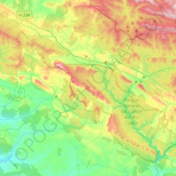 Topografische Karte Río Lobos, Höhe, Relief