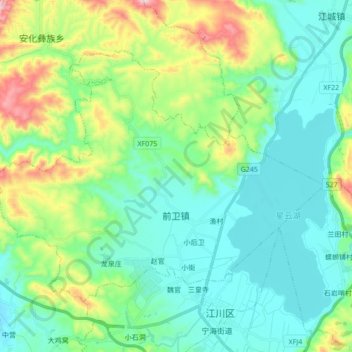 Topografische Karte 前卫镇, Höhe, Relief