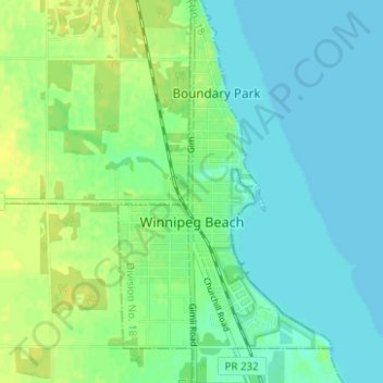 Topografische Karte Winnipeg Beach, Höhe, Relief