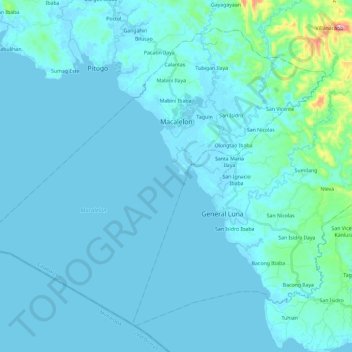 Topografische Karte Macalelon, Höhe, Relief