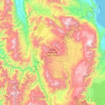 Topografische Karte Taman Nasional Lore Lindu, Höhe, Relief