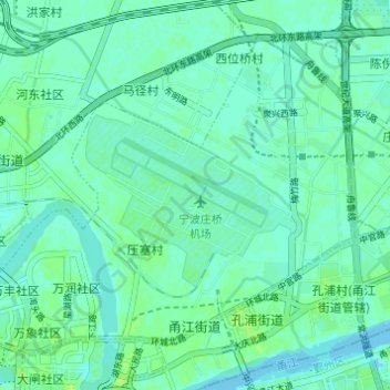 Topografische Karte 甬江街道, Höhe, Relief