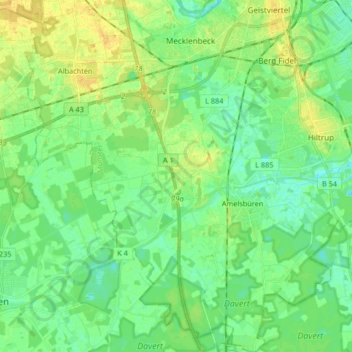 Topografische Karte 48163, Höhe, Relief
